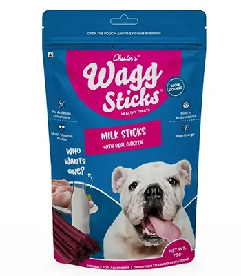 Chesters Wagg Sticks Healthy Treats For All Dog Breads And Sizes (Milk Flavor 70 Gm)