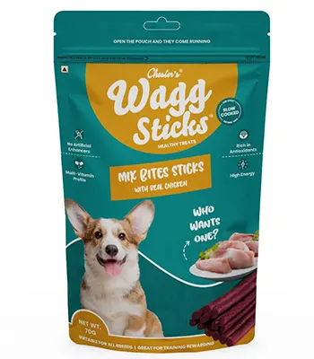 Chesters Wagg Sticks Healthy Treats For All Dog Breeds And Sizes (Mix Bytes Flavor 70 Gms)