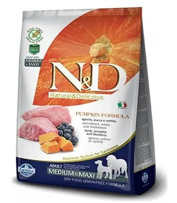 Farmina ND Pumpkin Lamb and Bluberry, 2.5 Kgs - Adult Medium and Maxi Dog Dry food