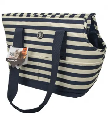 FOFOS Mesh Shoulder Carrier with Blue White Stripes - Small Breed Dogs and Cats
