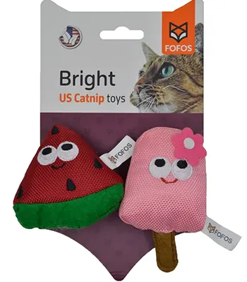 FOFOS Watermelon with Popsicle Cat Plush Toys - Catnip Cat Toy