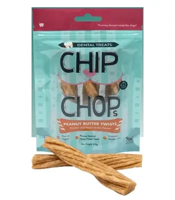 Chip Chops Peanut Butter Twists Chicken Dog Treat,100 Grams