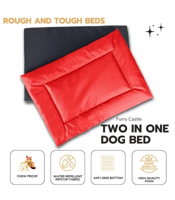 Furry Castle Chew Proof and Water repellent Two in one Dog Bed- Red