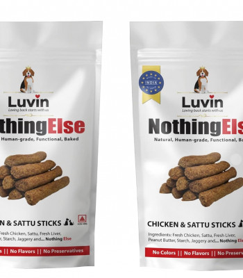 Luvin Nothing Else Chicken and Sattu Sticks 150g (Pack of 2) Human-Grade | No Colors | No Flavors | No Preservatives | Treats for Dogs and Cats 