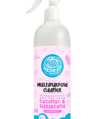 Herbiza Multi-Purpose Cleaner with Spray Bottle - Lemon Peel and Oil Extracts with Natural Salts 450 ML