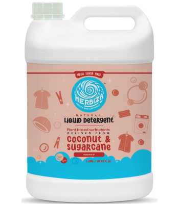 Herbiza Natural Liquid Detergent - Sugarcane and Coconut Surfactants with Tea Tree Essential Oil |Mesmerizing Rosewood|5 Litre